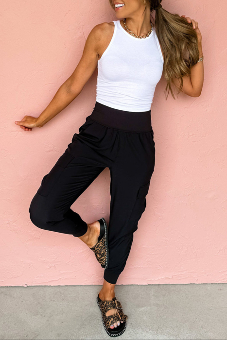 HIDDEN GEMS | Solid Pocketed Cargo Jogger Pants