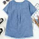  SALE! Denim Raw Edge Short Sleeve Top