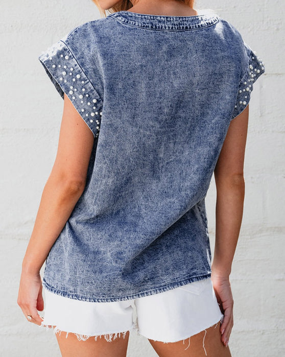 Hidden Gems | Denim and Pearls Top