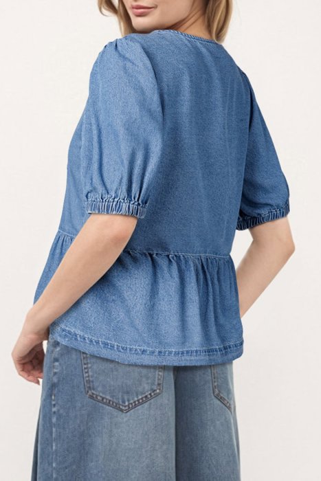 HIDDEN GEMS Sweet Bow Denim Top