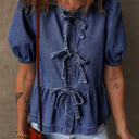  HIDDEN GEMS | Denim Daydream Bow Tie Shirt