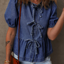  HIDDEN GEMS | Denim Daydream Bow Tie Shirt