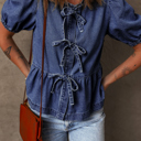  HIDDEN GEMS | Denim Daydream Bow Tie Shirt