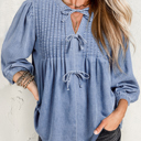  HIDDEN GEMS Bow Tie Denim Top