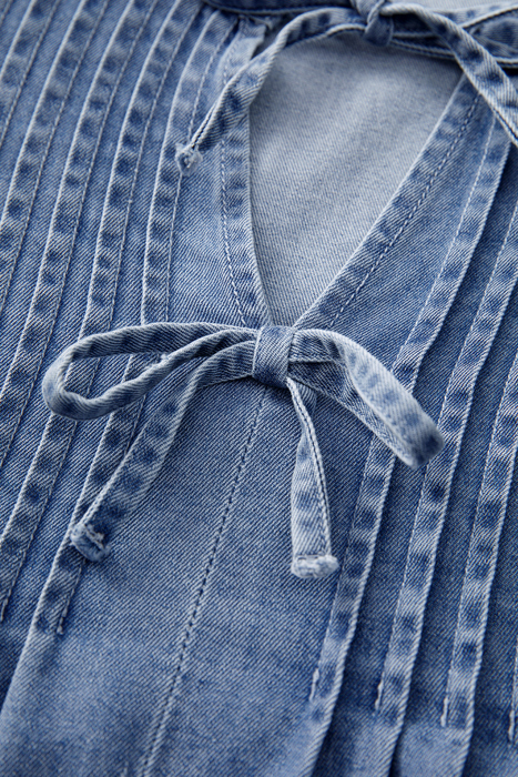 HIDDEN GEMS Bow Tie Denim Top