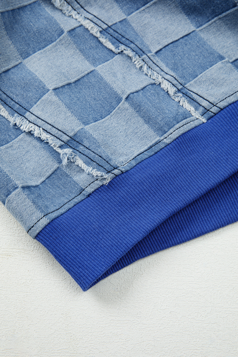 HIDDEN GEMS | Checker Denim Raw Edge Top