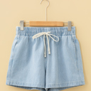  Coastal Stroll Stripe Denim Drawstring Shorts