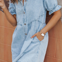  HIDDEN GEMS | Denim Daydream Mineral Wash Buttoned Dress