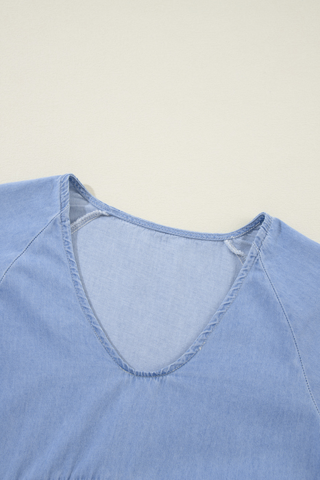 HIDDEN GEMS | Denim Chambray Puff Sleeve Mini Dress