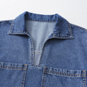  HIDDEN GEMS | Denim Collared V-Neck Pocketed Dress