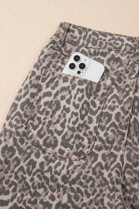HIDDEN GEMS | Leopard Frayed High Waist Jeans