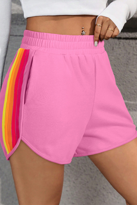 HIDDEN GEMS | Colorblock Stripe Elastic Waist Shorts