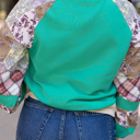  HIDDEN GEMS | Plaid Paisley Patchwork Long Sleeve Top