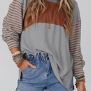  HIDDEN GEMS | Stripe Colorblock Bishop Sleeve Top