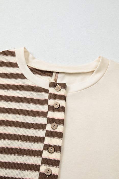 HIDDEN GEMS | Stripe Patchwork Henley Top