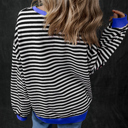  HIDDEN GEMS | Stripe Contrast Trim Sweatshirt