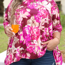  HIDDEN GEMS | Plus Size Floral 3/4 Sleeve Blouse