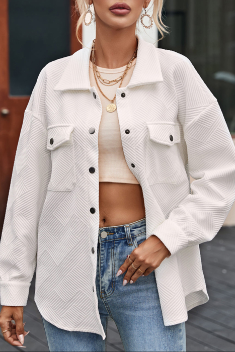 HIDDEN GEMS | Solid Textured Flap Pocket Shacket