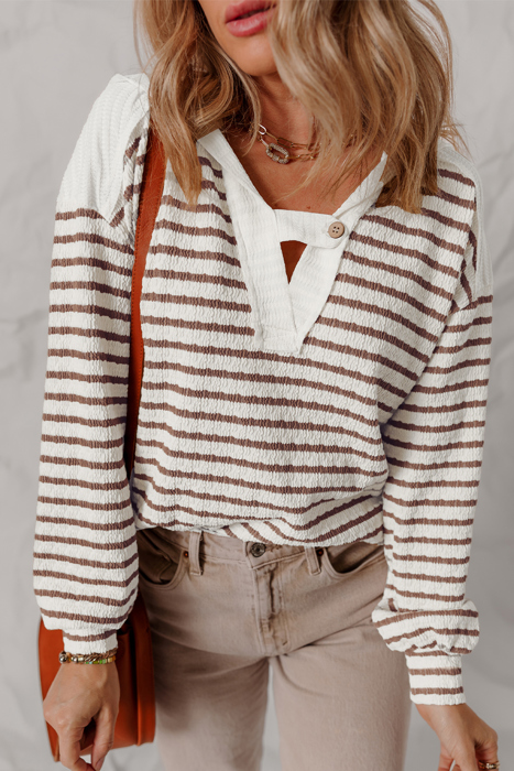 HIDDEN GEMS | Stripe Hooded Long Sleeve Top