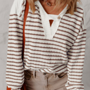  HIDDEN GEMS | Stripe Hooded Long Sleeve Top