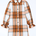  HIDDEN GEMS | Plaid Ruffle Sleeve Shirt Dress