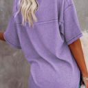  HIDDEN GEMS | Waffle Reverse Seam V-Neck Top
