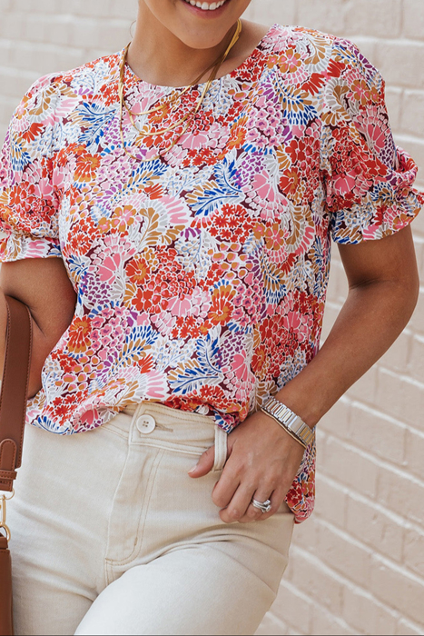 HIDDEN GEMS | Floral Bubble Sleeve Blouse