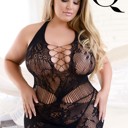  Plus Size Halter Fishnet Dress Body Stocking