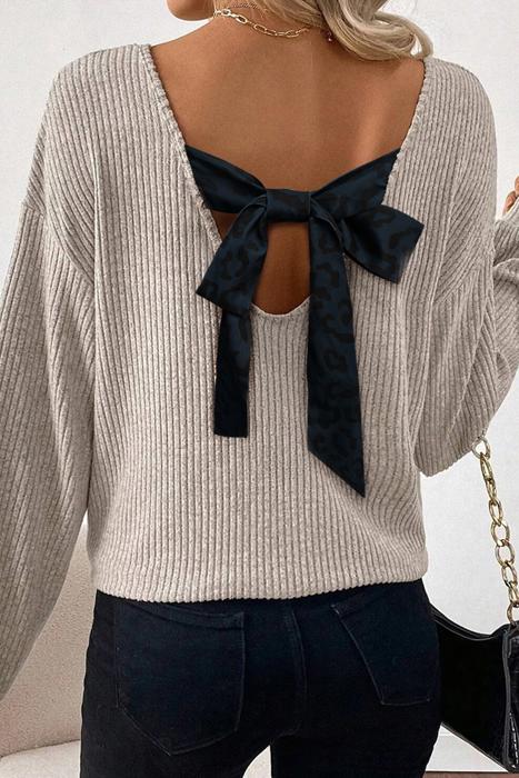 HIDDEN GEMS | Bow Tie Back Long Sleeve Top