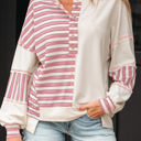  HIDDEN GEMS | Stripe Patchwork Henley Top