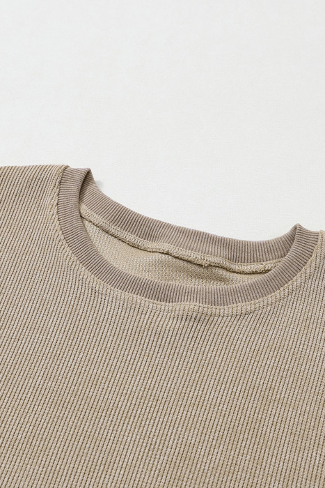  HIDDEN GEMS | Washed Ribbed Pullover Sweatshirt