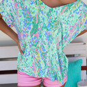 Green Small HIDDEN GEMS | Floral Short Sleeve V-Neck Tee