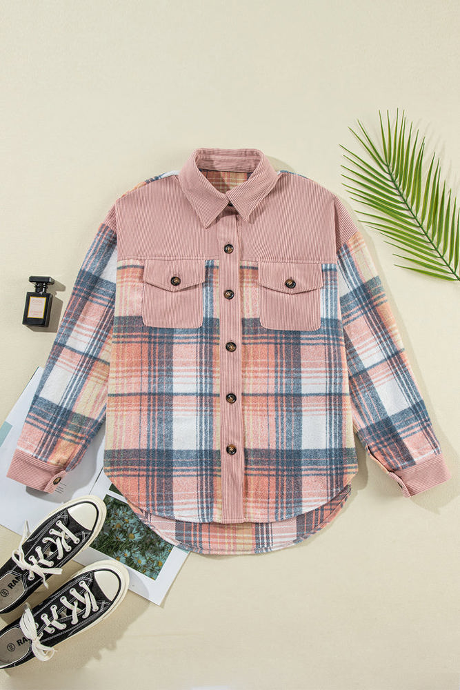 HIDDEN GEMS Tara Colorblock Plaid Shacket