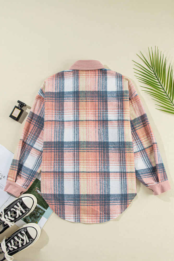 HIDDEN GEMS Tara Colorblock Plaid Shacket