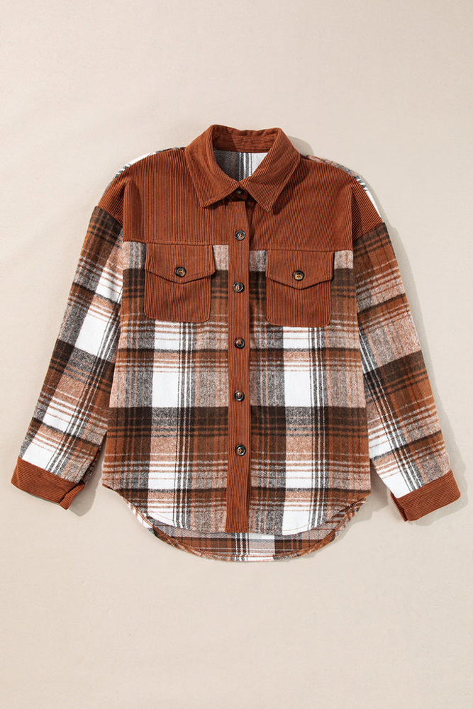 HIDDEN GEMS Tara Colorblock Plaid Shacket