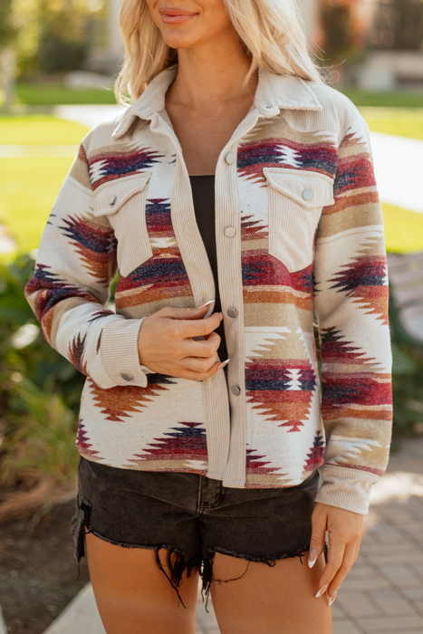 HIDDEN GEMS | Western Aztec Corduroy Patchwork Shacket