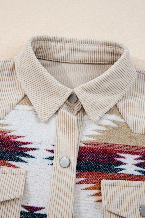 HIDDEN GEMS | Western Aztec Corduroy Patchwork Shacket