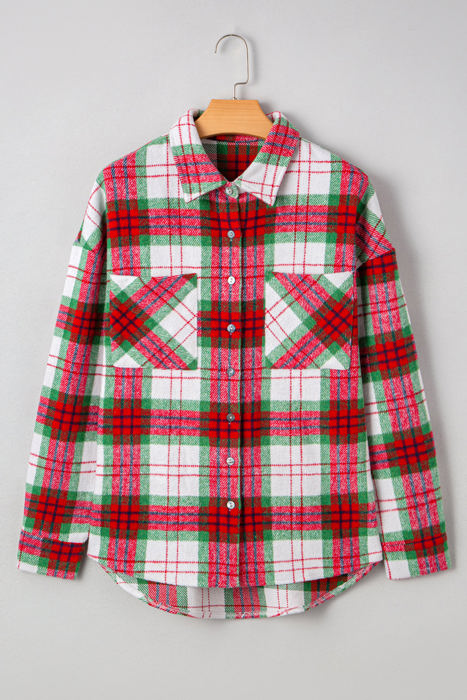 HIDDEN GEMS | Plaid Flannel Buttoned Christmas Shacket