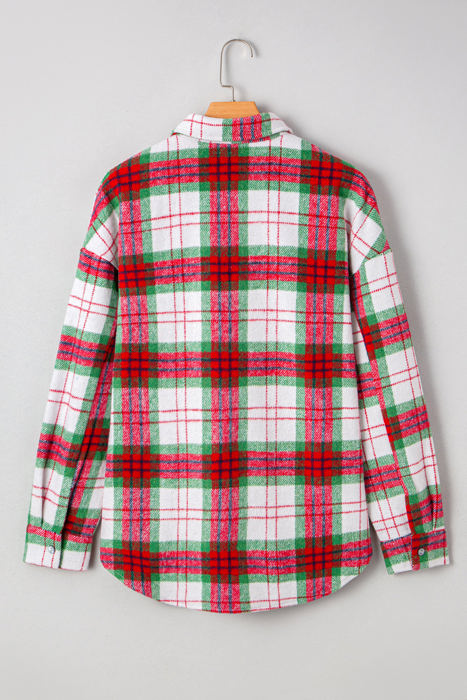 HIDDEN GEMS | Plaid Flannel Buttoned Christmas Shacket