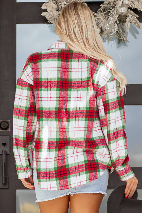 HIDDEN GEMS | Plaid Flannel Buttoned Christmas Shacket