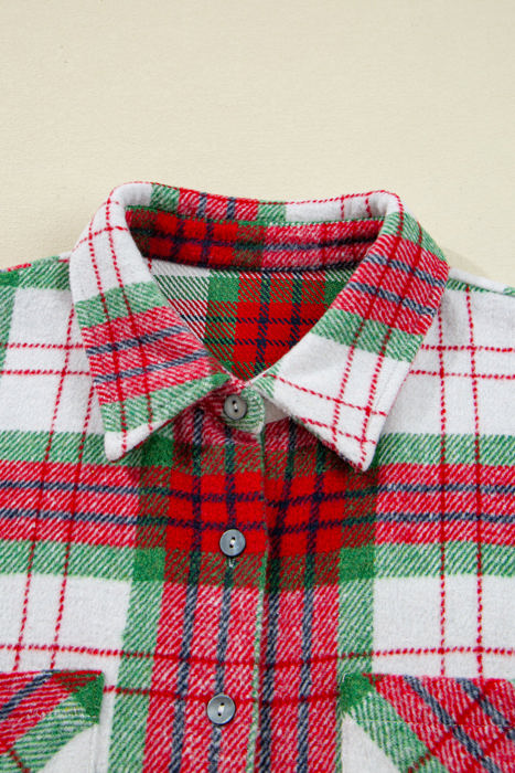HIDDEN GEMS | Plaid Flannel Buttoned Christmas Shacket