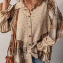  HIDDEN GEMS | Boho Floral Plaid Patchwork Ruffle Shacket