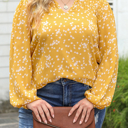  HIDDEN GEMS | Plus Size Floral Ruched V-Neck Blouse