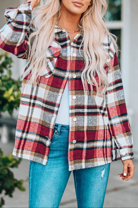 HIDDEN GEMS | Plaid Chest Pocket Buttoned Shacket