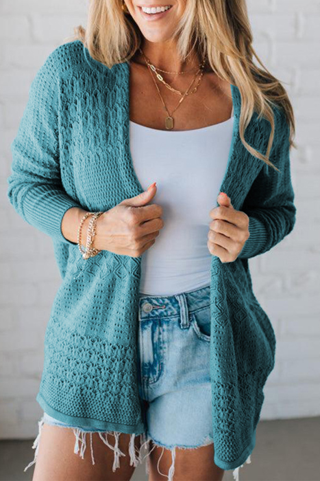 HIDDEN GEMS | Hollowed Knit Open Front Cardigan