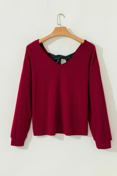 HIDDEN GEMS | Bow Tie Back Long Sleeve Top