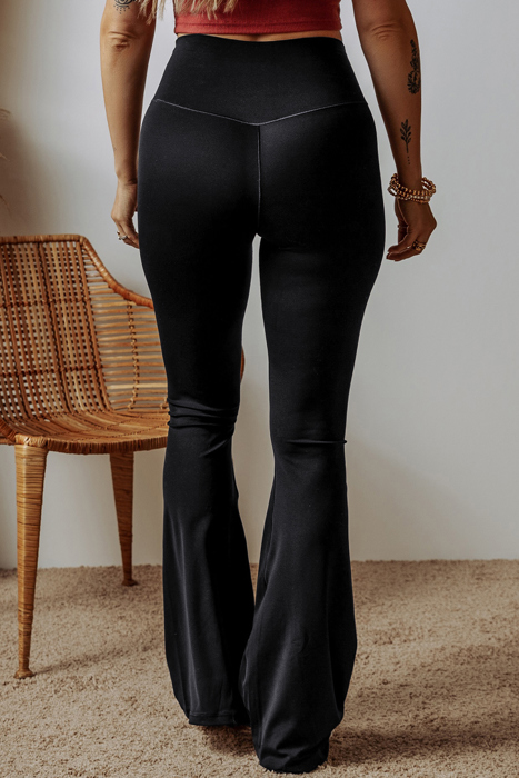 HIDDEN GEMS | Solid Dipped Waist Flared Leggings