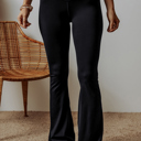  HIDDEN GEMS | Solid Dipped Waist Flared Leggings