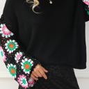  HIDDEN GEMS | Floral Crochet Bell Sleeve Sweater