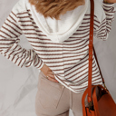  HIDDEN GEMS | Stripe Hooded Long Sleeve Top